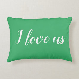 "Ik hou van ons" op de  Green Accent Pillow Kussen