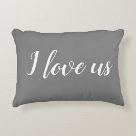 "Ik hou van ons" op Gray & White Accent Pillow Kussen