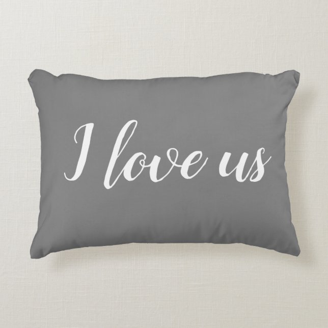 "Ik hou van ons" op Gray & White Accent Pillow Kussen (Voorkant)