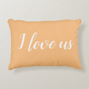 "Ik hou van ons" op Pretty Orange / Peach Accent K Kussen