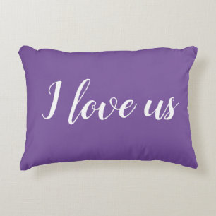 "Ik hou van ons" op Pretty Purple Accent Kussen