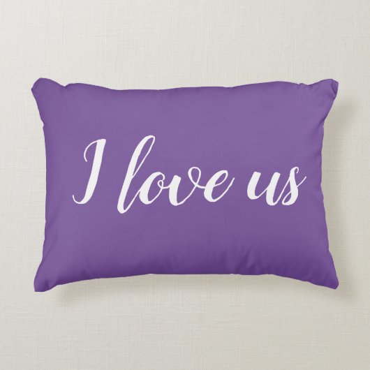 "Ik hou van ons" op Pretty Purple Accent Kussen (Voorkant)