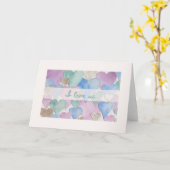 Ik hou van ons Pastel Harten Romantische Kaart (Gele Bloem)