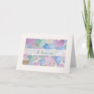 Ik hou van ons Pastel Harten Romantische Kaart