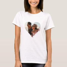 Ik hou van ons Script Heart Foto Roze T-shirt