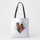 Ik hou van ons Script Heart Foto Roze Tote Bag (Voorkant)