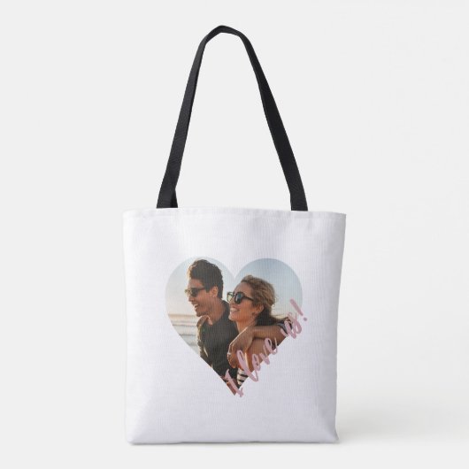 Ik hou van ons Script Heart Foto Roze Tote Bag (Achterkant)