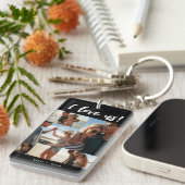 Ik hou van ons Script Names Photo Collage Black Sleutelhanger (Voorkant Rechts)