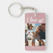 Ik hou van ons Script Names Photo Collage Pink Sleutelhanger (Voorkant)