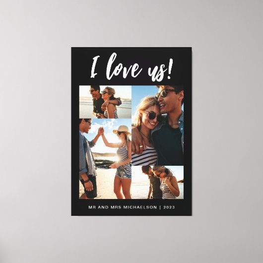 Ik hou van ons Script Photo Black en White Canvas Afdruk (Voorkant)