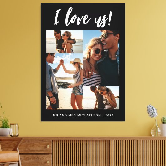 Ik hou van ons Script Photo Black en White Canvas Afdruk (Insitu (Woonkamer))