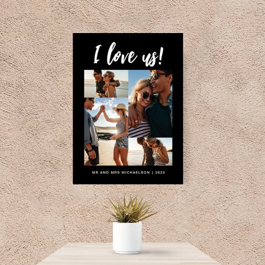 Ik hou van ons Script Photo Black en White Canvas Afdruk