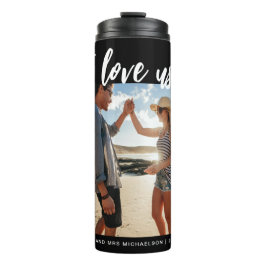 Ik hou van ons Script Photo Black en White Thermosbeker