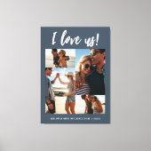 Ik hou van ons Script Photo Blue en White Canvas Afdruk (Voorkant)