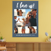 Ik hou van ons Script Photo Blue en White Canvas Afdruk (Insitu (Woonkamer))