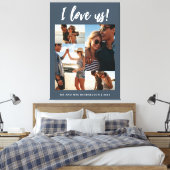 Ik hou van ons Script Photo Blue en White Canvas Afdruk (Insitu (Slaapkamer))