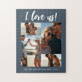 Ik hou van ons Script Photo Blue en White Legpuzzel