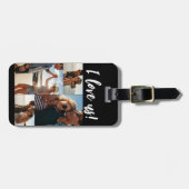 Ik hou van ons Script Photo Collage Black Bagagelabel (Voorkant horizontaal)