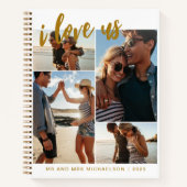 Ik hou van ons Script Photo Collage Gold en White Notitieboek (Voorkant)