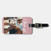 Ik hou van ons Script Photo Collage Pink Bagagelabel (Voorkant horizontaal)
