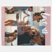 Ik hou van ons Script Photo Pink and White Fleece Deken (Voorkant (Horizontaal))