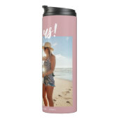 Ik hou van ons Script Photo Pink and White Thermosbeker (Geroteerd rechts)