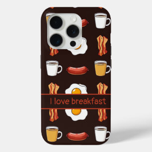 Ik hou van ontbijt, Voedingspatroon in zwart iPhone 15 Pro Case