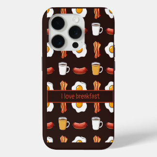 Ik hou van ontbijt, Voedingspatroon in zwart iPhone 15 Pro Case