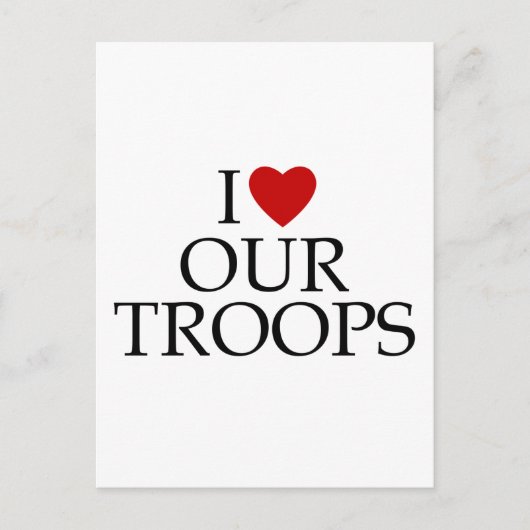 Ik hou van onze troepen briefkaart (Voorkant)