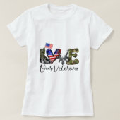 Ik hou van onze veteranen, Amerikaanse militairen, T-shirt (Design voorkant)