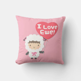 Ik hou van ooi Schattigee schapenkamer decor roze Kussen