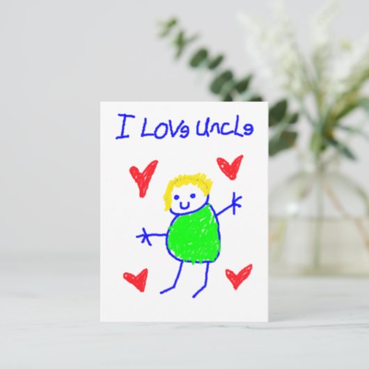 Ik hou van oom briefkaart (Staand voorkant)
