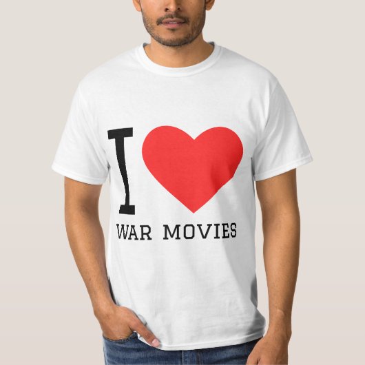 Ik hou van oorlogsfilms t-shirt (Voorkant)