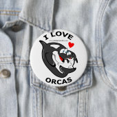 Ik hou van Orcas leuke badge Ronde Button 4,0 Cm (In situ)