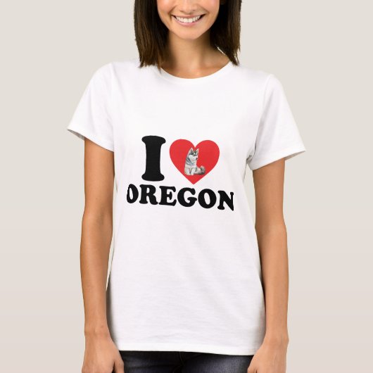 Ik hou van Oregon en mijn Husky T-shirt (Voorkant)