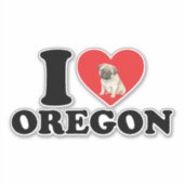 Ik hou van Oregon en mijn Pug Sticker (Voorkant)