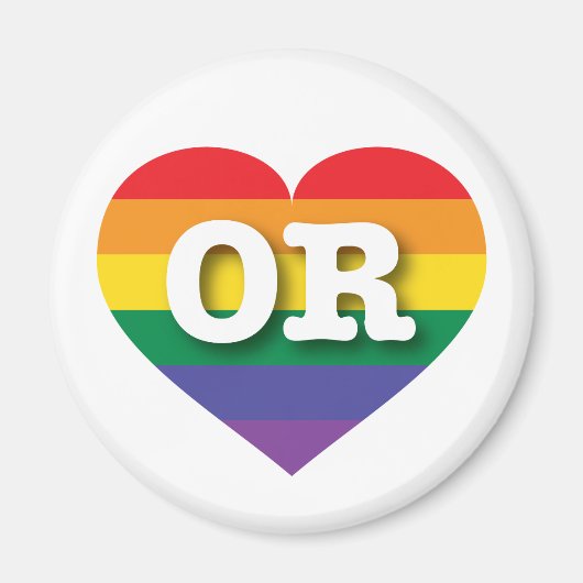Ik hou van Oregon Gay Pride Rainbow Heart Magneet (Voorkant)