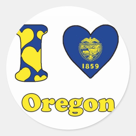 Ik hou van Oregon Ronde Sticker (Voorkant)