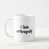 Ik hou van orthografie Grappige spelfout grap mok (Links)