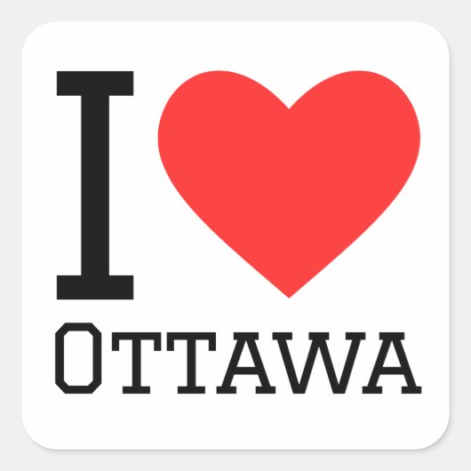 Ik hou van Ottawa Vierkante Sticker (Voorkant)