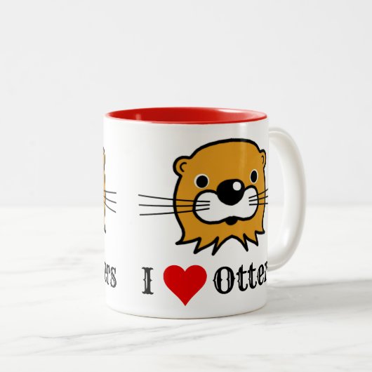 Ik hou van otters. Behoud van wilde dieren Tweekleurige Koffiemok (Voorkant rechts)