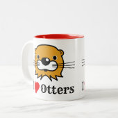 Ik hou van otters. Behoud van wilde dieren Tweekleurige Koffiemok (Voorkant links)