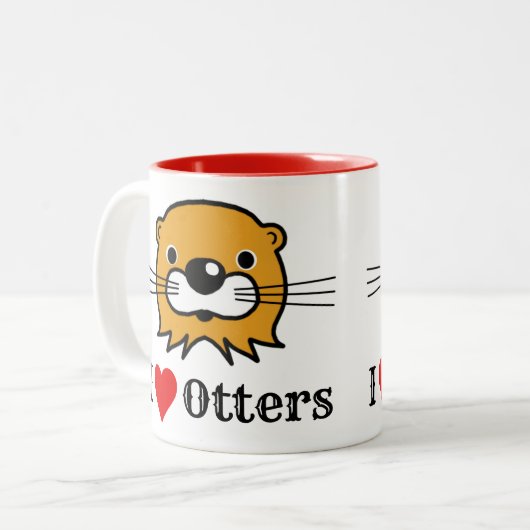 Ik hou van otters. Behoud van wilde dieren Tweekleurige Koffiemok (Voorkant links)