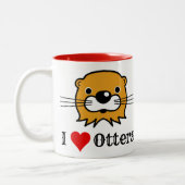 Ik hou van otters. Behoud van wilde dieren Tweekleurige Koffiemok (Links)