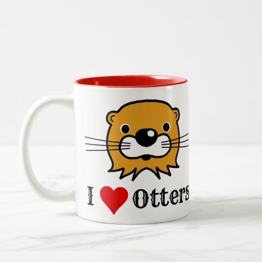 Ik hou van otters. Behoud van wilde dieren Tweekleurige Koffiemok (Links)