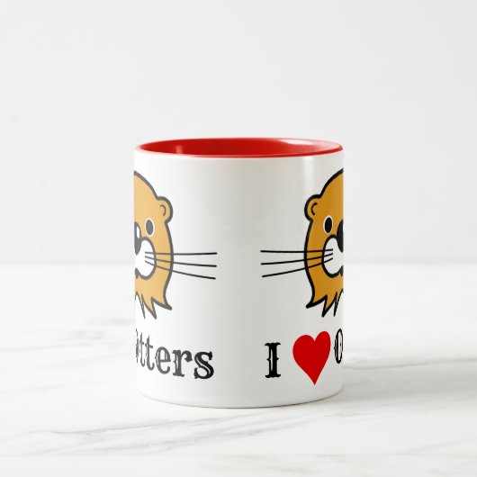 Ik hou van otters. Behoud van wilde dieren Tweekleurige Koffiemok (Center)