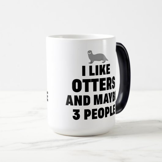 Ik hou van Otters en misschien 3 mensen Funny Otte Magische Mok (Voorkant rechts)