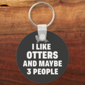 Ik hou van Otters en misschien 3 mensen Funny Otte Sleutelhanger (Voorkant)