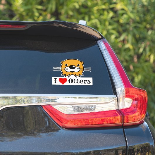 Ik hou van otters. Otter's Head Sticker (Auto Zijkant)