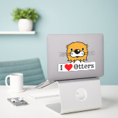 Ik hou van otters. Otter's Head Sticker (Laptop op bureau)